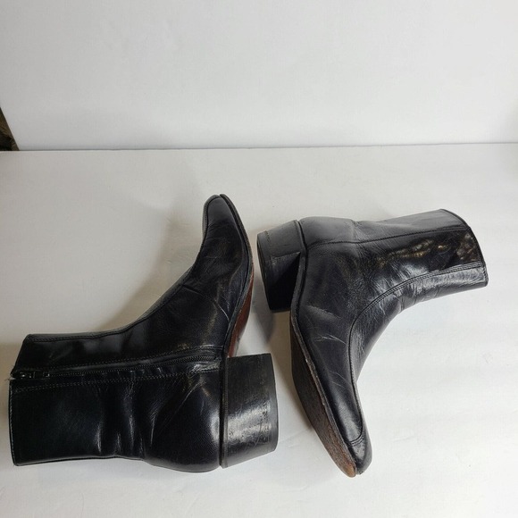 VTG Florsheim Black Leather Duke Boots Round Toe Men's 8.5 E Extra Wide Width - Picture 7 of 11